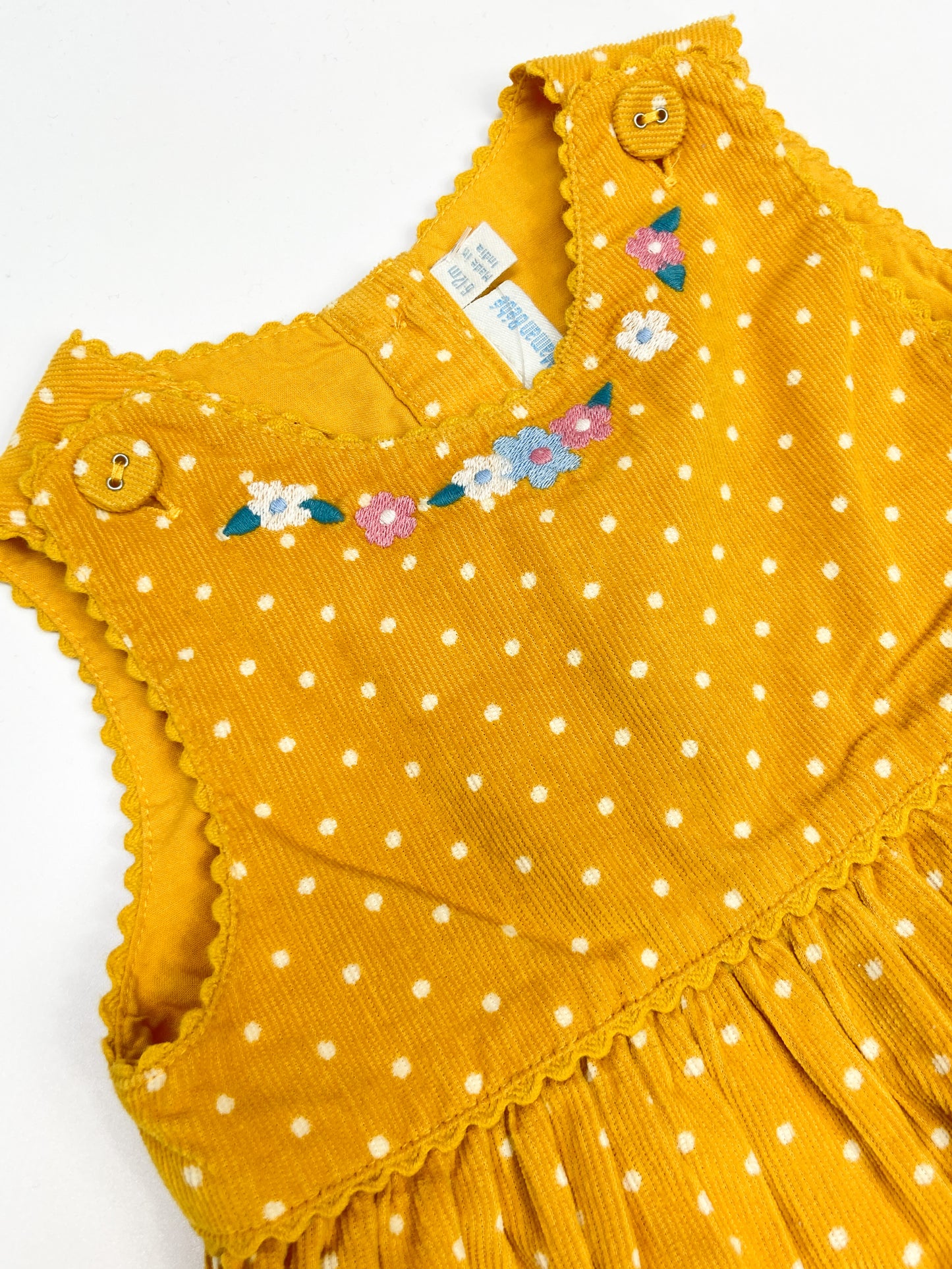 6-12 M Yellow pinafore dress with collared body