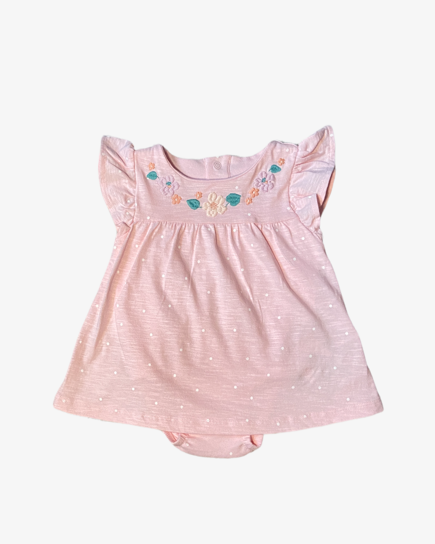 0-3 M Pink polka dot dress