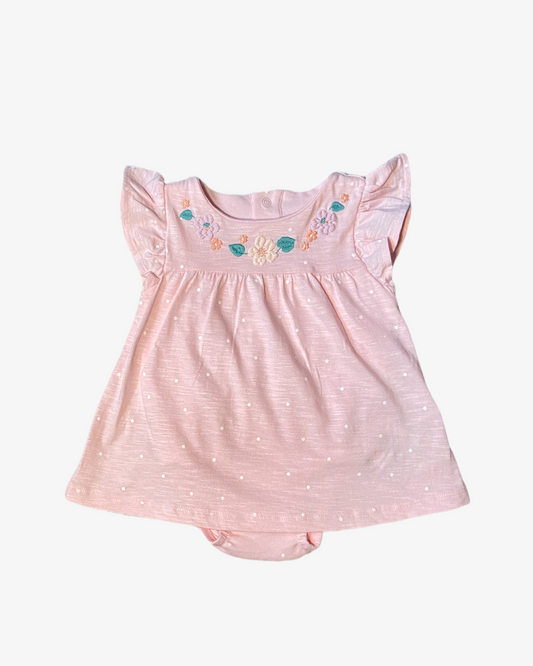 0-3 M Pink polka dot dress