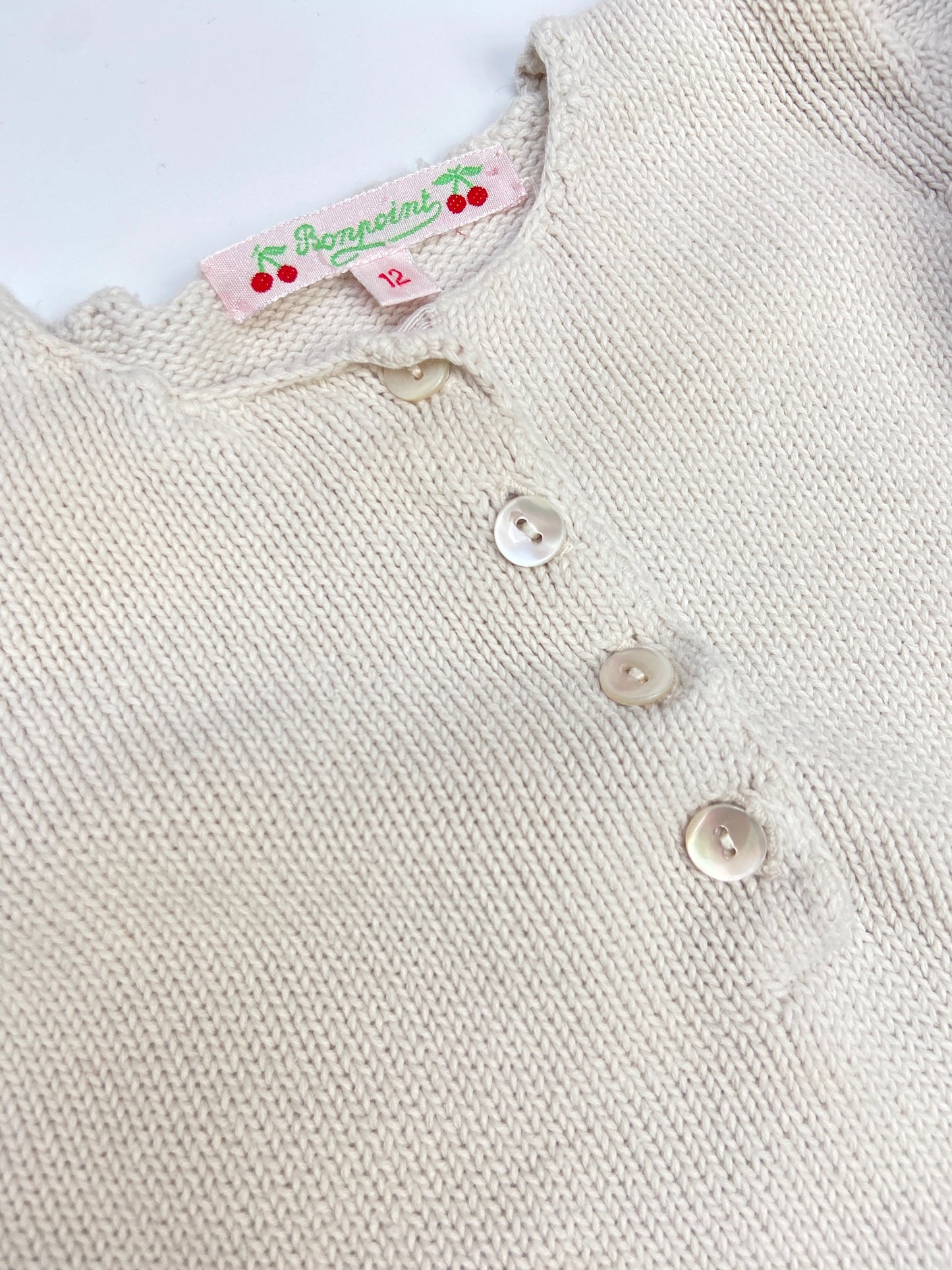 12 M Cream knitted babygro