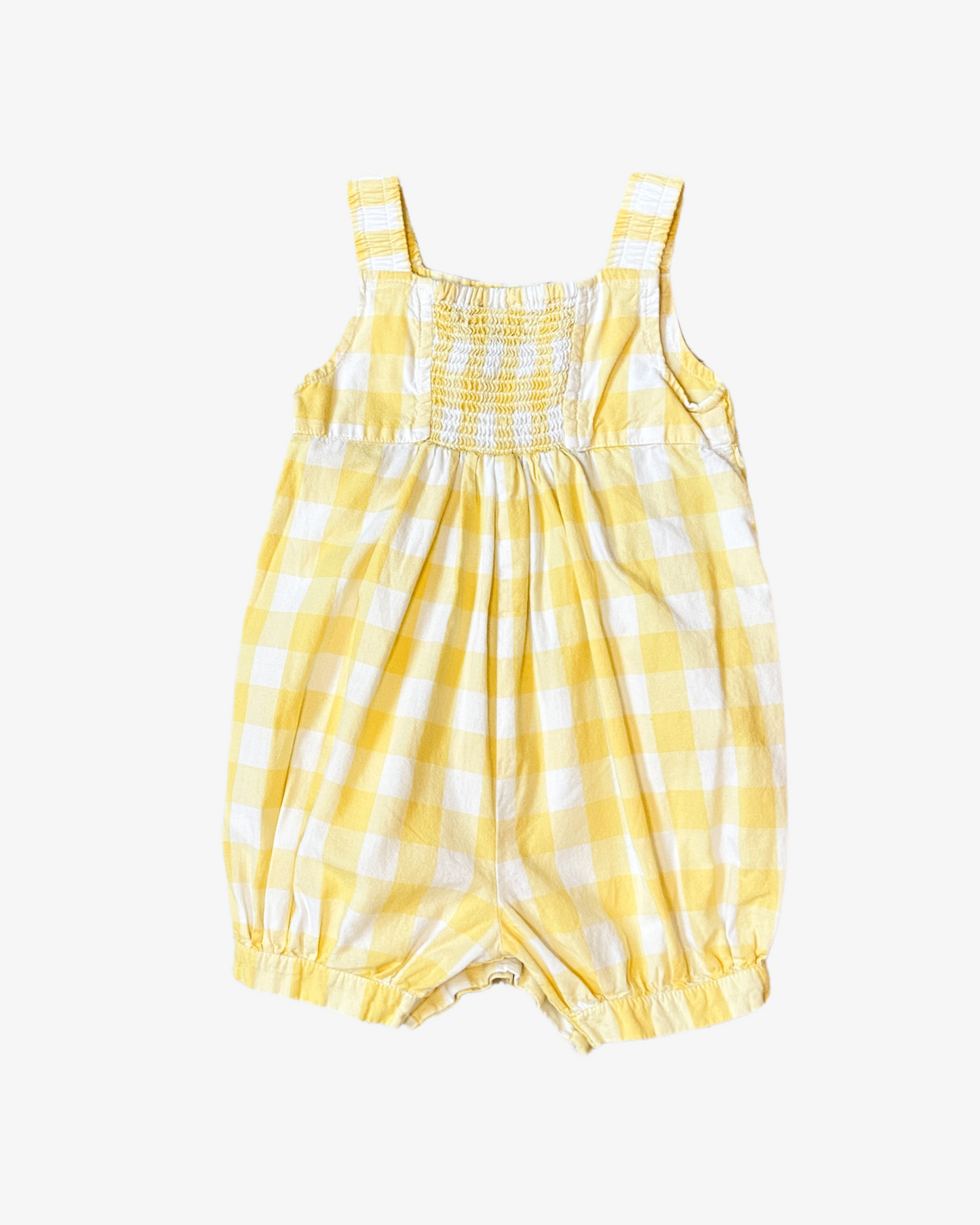 3-6 M Yellow checked dungarees