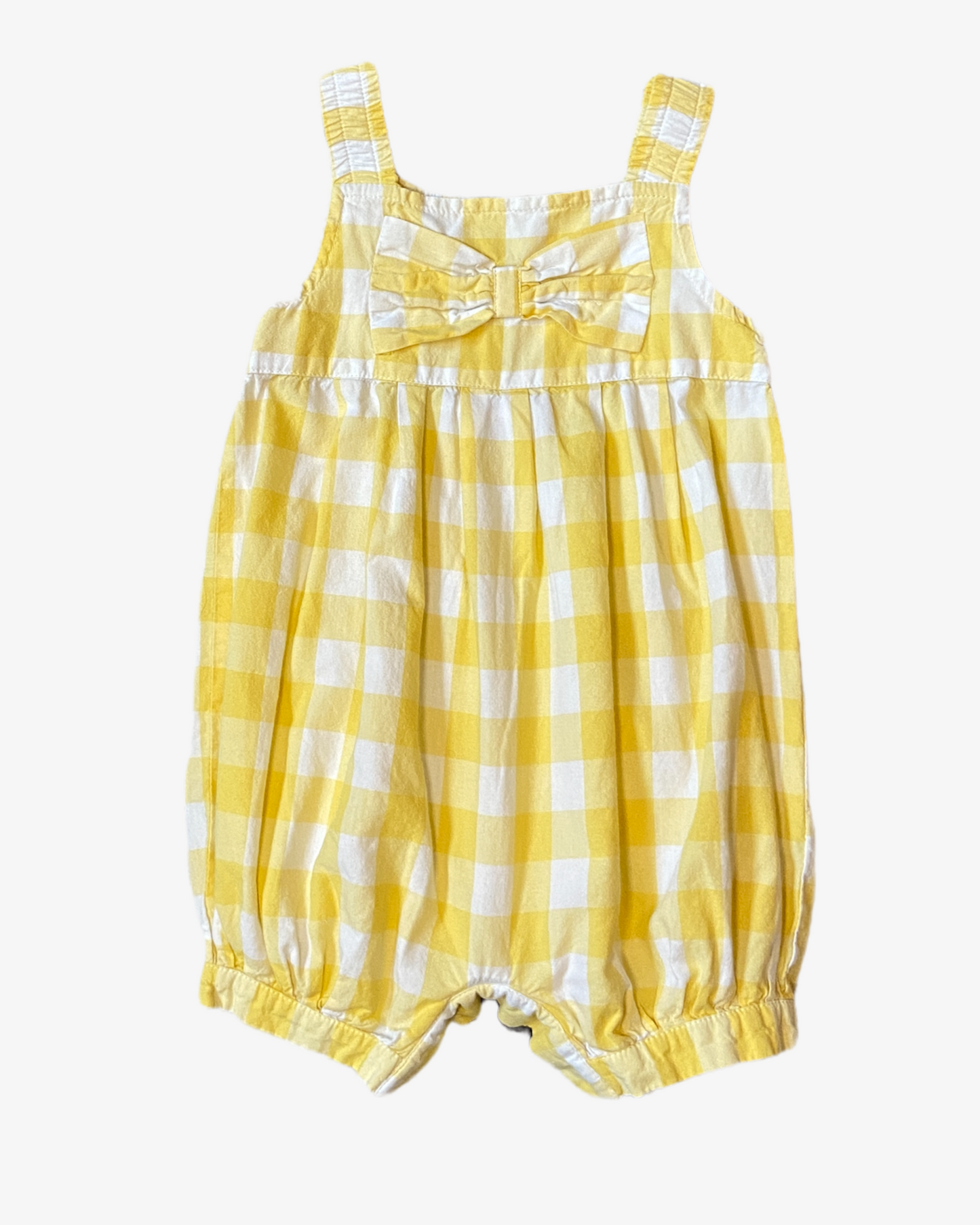 3-6 M Yellow checked dungarees