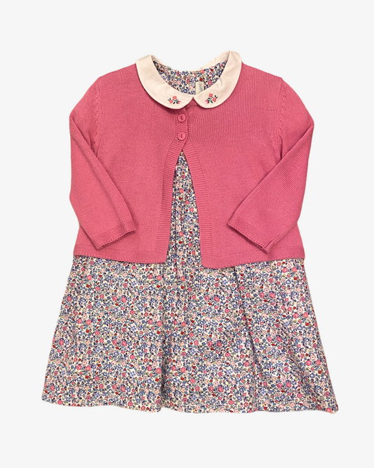 6-12 M Floral dress with cardigan