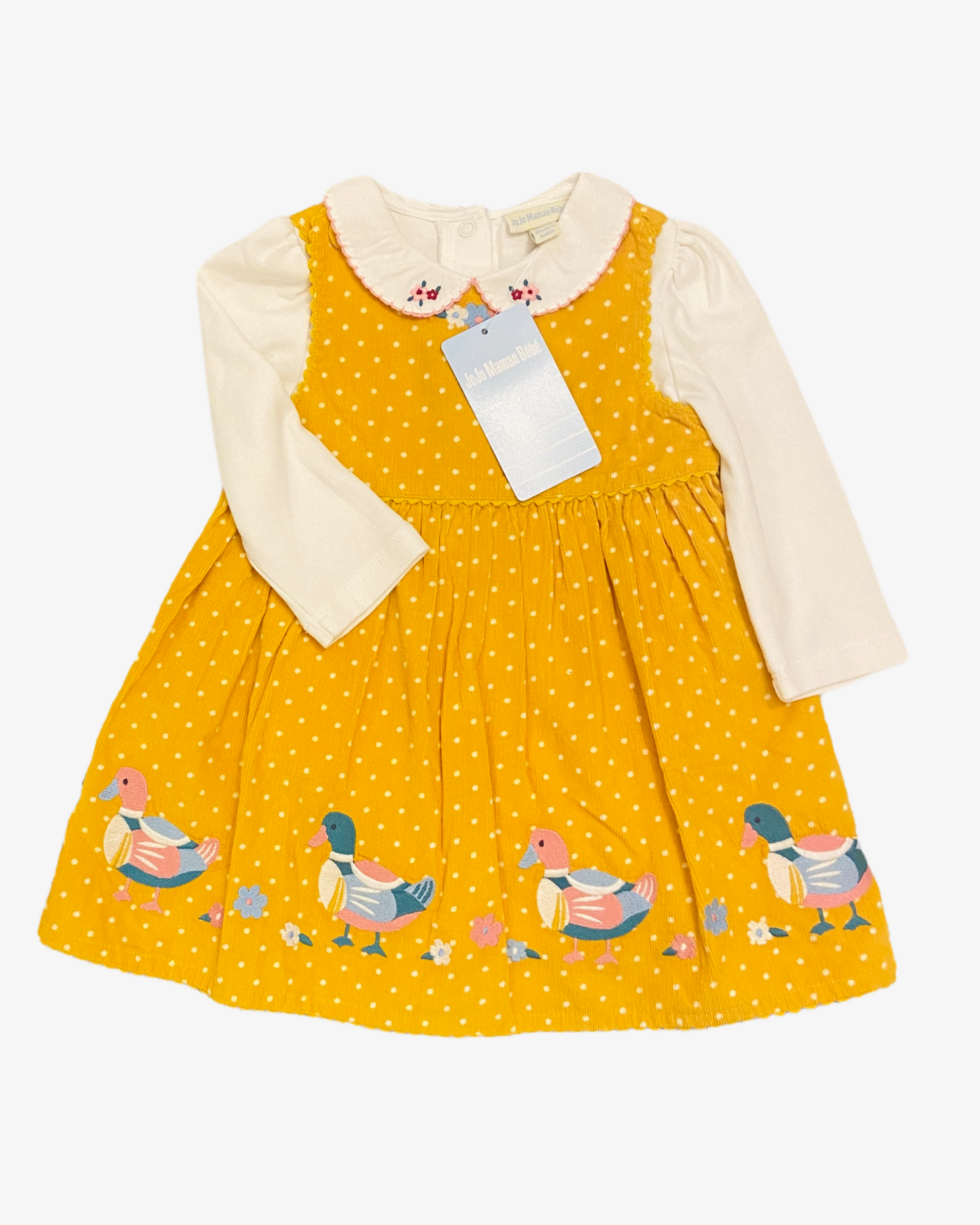 6-12 M Yellow pinafore dress with collared body