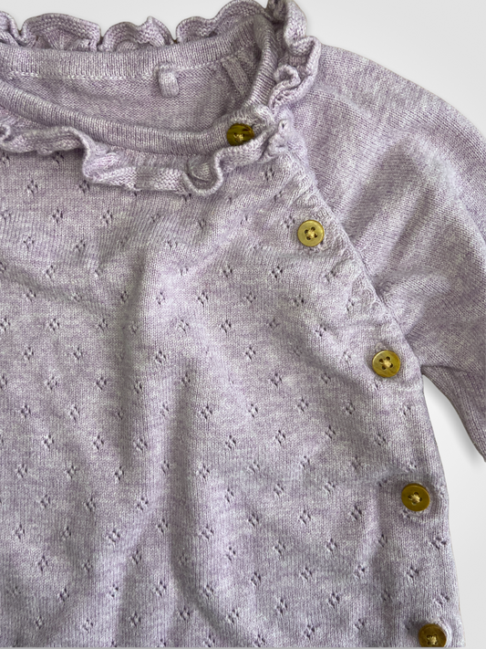 9-12 M Lilac knitted babygro