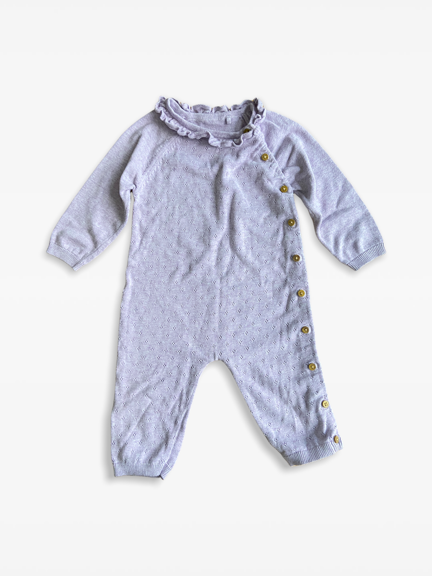 9-12 M Lilac knitted babygro