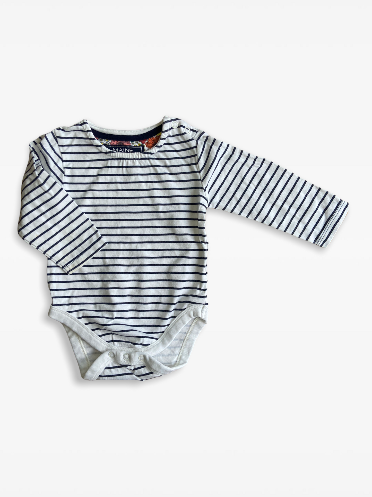 9-12 M Denim pinafore with striped body