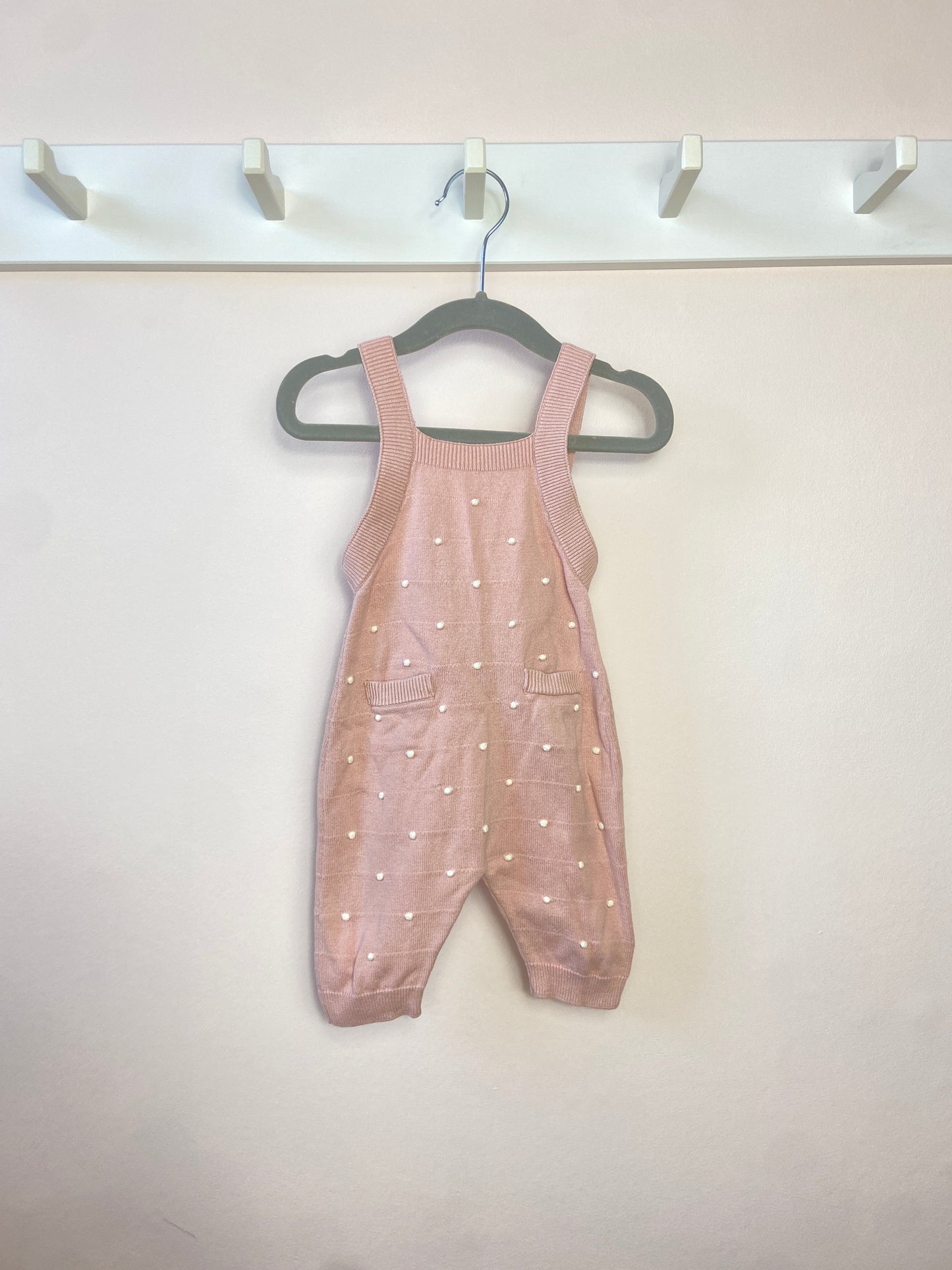 1-2 M Peach knitted dungarees