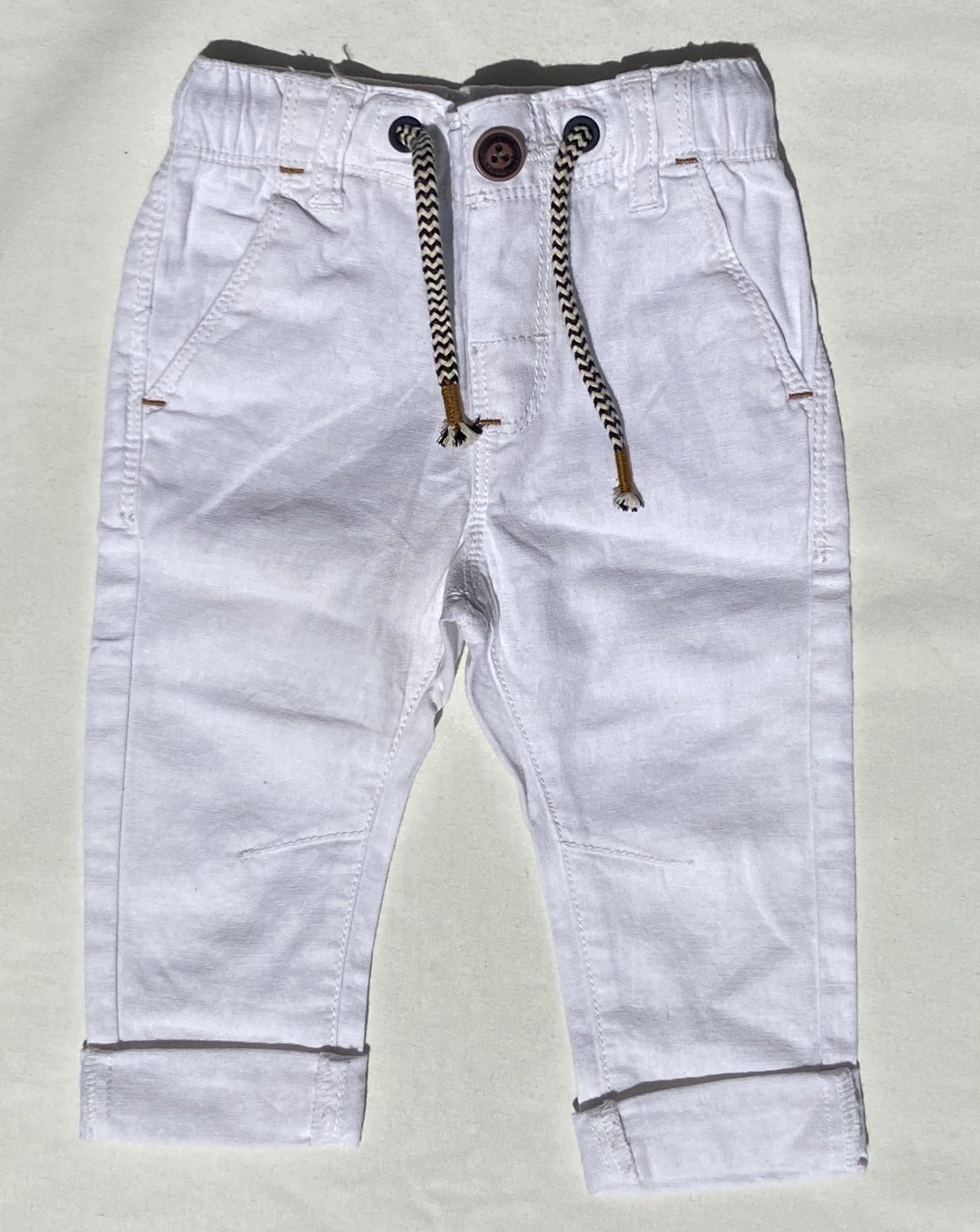 6-9 M White linen trousers