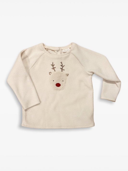 12-18 M Cream reindeer jumper