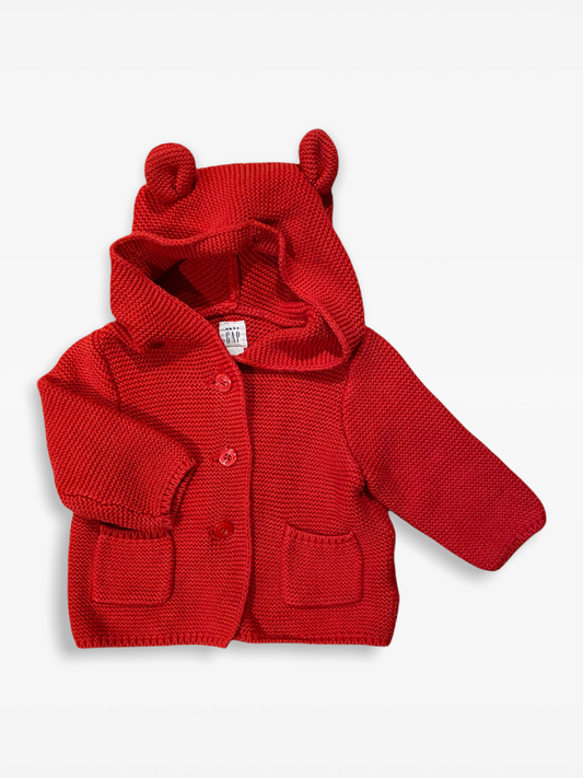 3-6 M Red hooded cardigan
